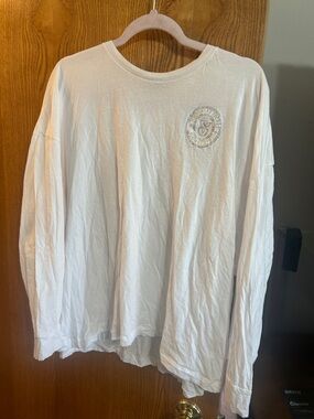 Victoria's Secret Cream Long-Sleeve Crew Tee with Chest Crest